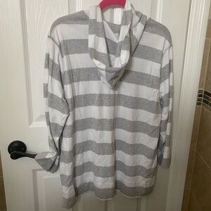 Talbots Gray and White Striped Hoodie